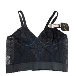 Rago Women's Long Line Bra Style 2202 Black Lace 46B